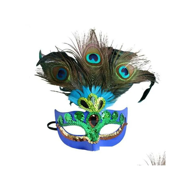 Party Masks Christmas Peacock Mask Lady Halloween Masquerade Half Face With Birthday Supplies GC2468 Drop Delivery Home Garden Festiv DHFMM