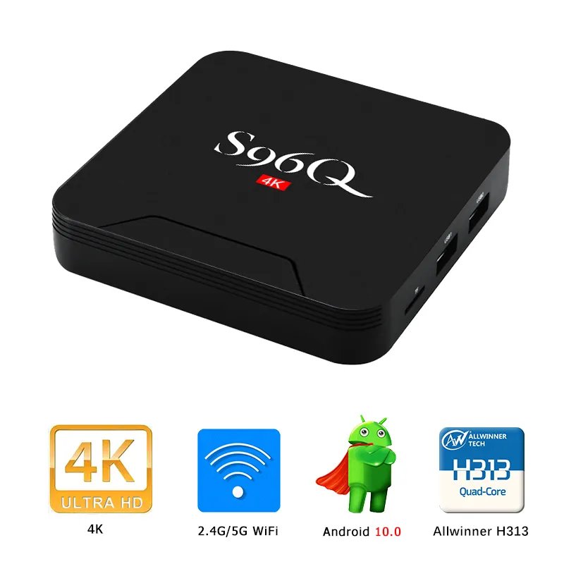 S96Q SMART TV -lådor Android 10.0 TV -låda H313 2.4G 5G WiFi 2GB 16GB 4K Set Top Boxes PK X96 X96Q