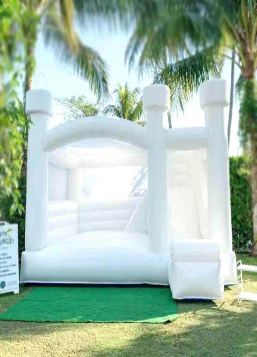 Outdoor Games Activiteiten Bruiloft Uitsmijter Witte Opblaasbare Jumper Met Glijbaan Springen Combo Outdoor Sport Air Bounce Huis te huur1664216