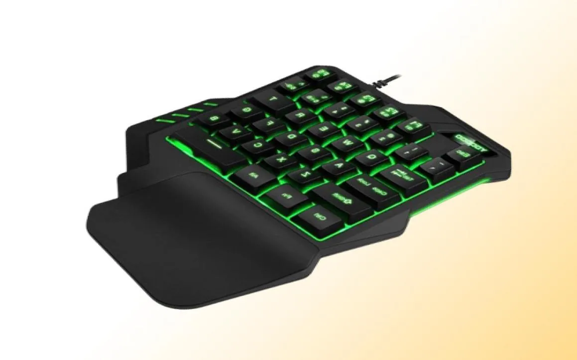 Teclado de Gaming de una sola mano con cable, teclado de mano izquierda retroiluminado con LED de escritorio profesional USB, ergonómico con Wirst para juegos 4099798