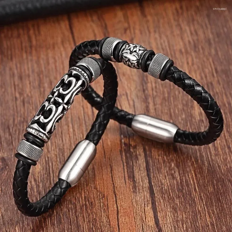 Charm Bracelets XQNI Fashion Stainless Steel Chain Leather Bracelet Men Vintage & Bangles Male Braid Jewelry For Birthday Gift