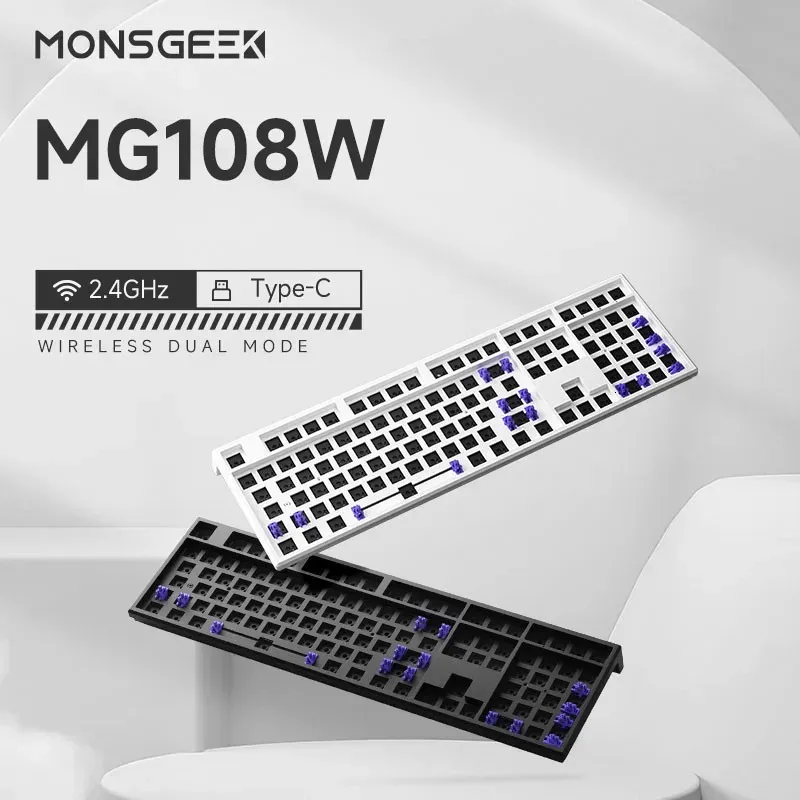 Akko MONSGEEK MG108W Kit de teclado 108 Intercambio de teclas Juegos mecánicos Orientación norte-sur Modos duales USB 24GHz 231228