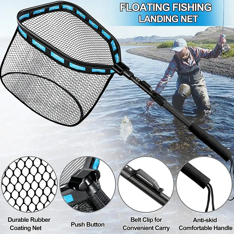 Floating Fishing Net Portable Retractable Folding Aluminium Alloy Fishing  Hand Net Glue Coated Bag Fly Dip Casting 231229 From Heng05, $20.04