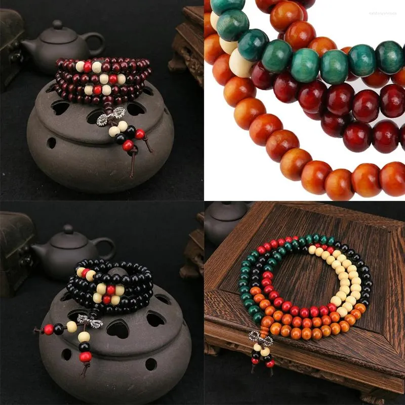 Charm Bracelets 3pcs 8mm Buddha Mala Bracelet Chain Beaded Wooden Prayer Handmade Devout Beadwork