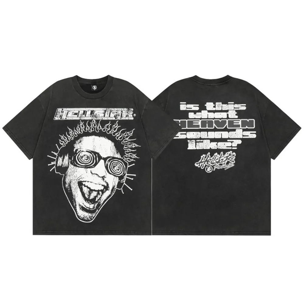 涙シャツメンズティーY2KデニムTシャツショーツハルクヒップホップ特大の綿Tシャツ短袖トップZ2