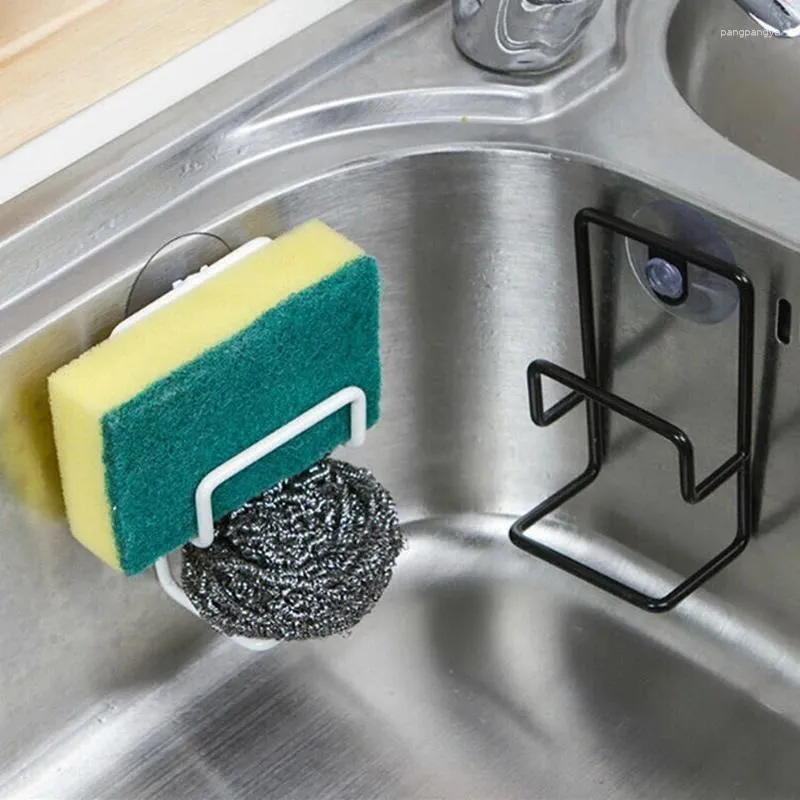 Kitchen Storage Metal Suction Cup Sink Drain Rack Wall Sucker Sponge Drying Holder Soap Stand Dish Cloth Shelf Organizer