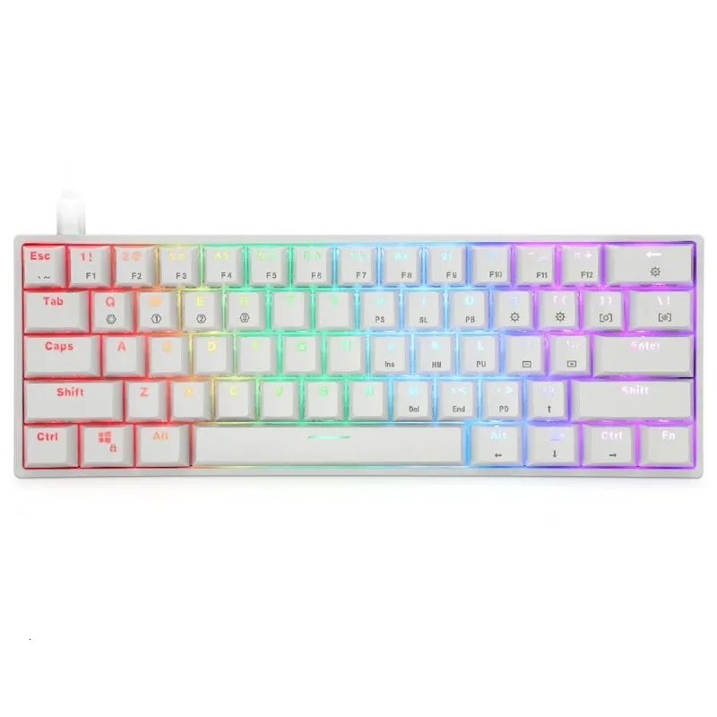 SK61 Gk61 Portable 60% Mechanical Keyboard Gateron optical Switches Backlit Swappable Wired Gaming For PC 231228