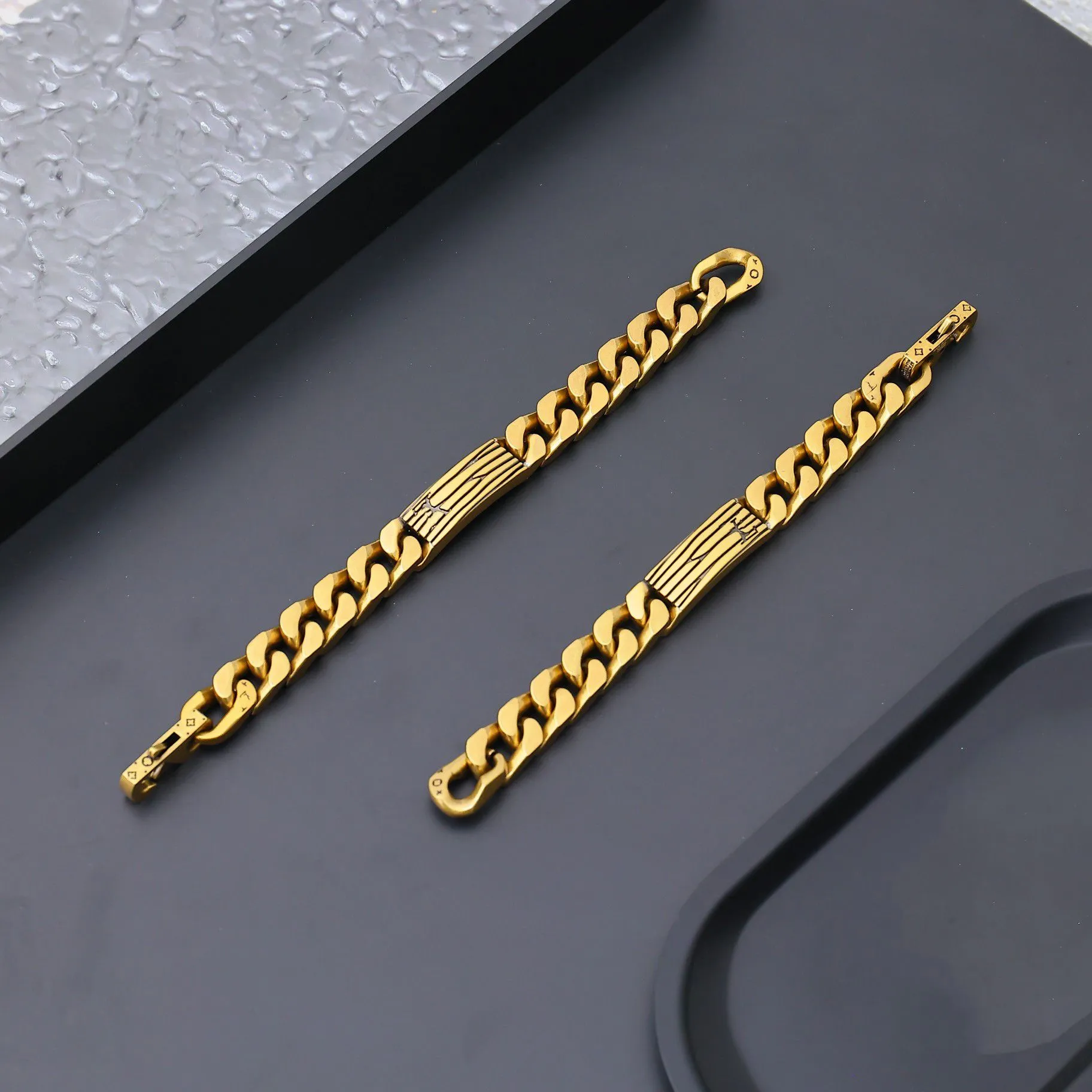 Designer Line goud uniek ontwerp retro stijl G heren sieraden armband