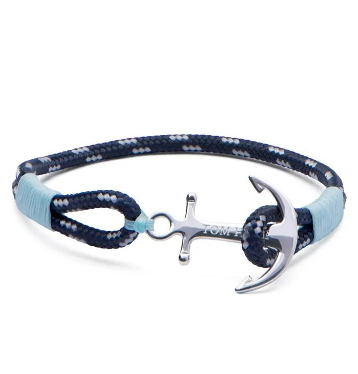 Pulseira Tom Hope 4 tamanhos artesanal gelo azul correntes de corda pulseira de âncora de aço inoxidável com caixa e TH49805755