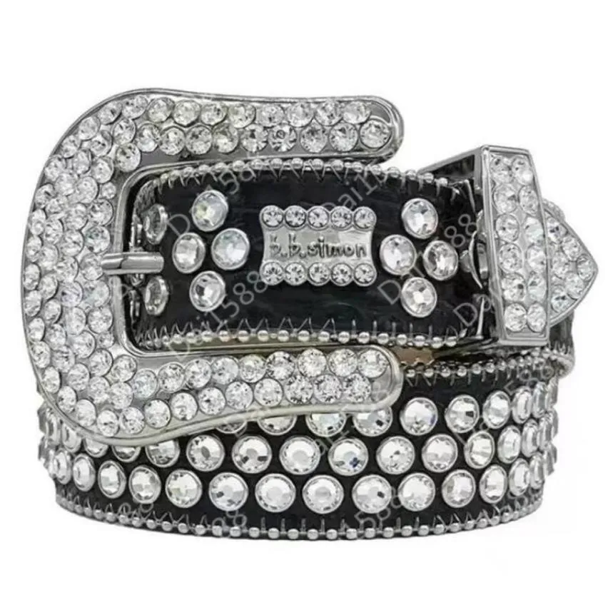 DesignerBelt Simon Belts for Men Women Shiny Diamond Belt Black on Black Blue White Multicolour with Bling Rhinestones As Gift6966749