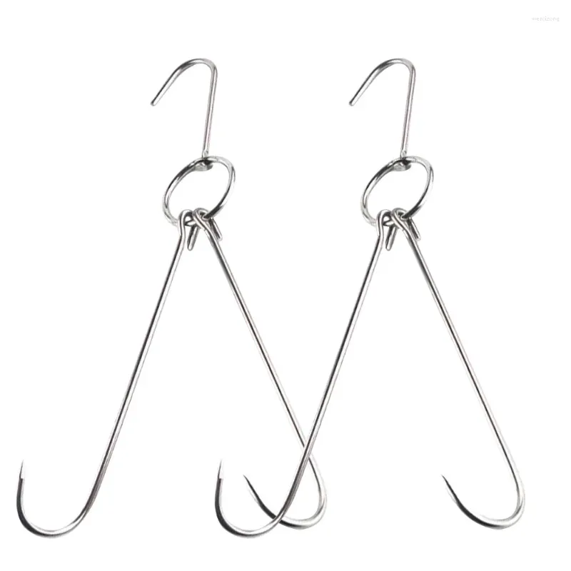 Kitchen Storage 2 Pcs Metal Clothes Hanger Stainless Steel Hooks For Hanging Meat Roast Oven