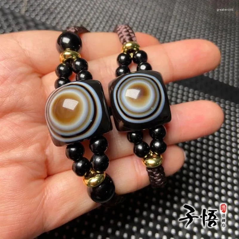 Bracelet en corde tricotée à la main, perles tibétaines de pharmacien de première ligne, à la mode, œil d'agate de Sardonyx