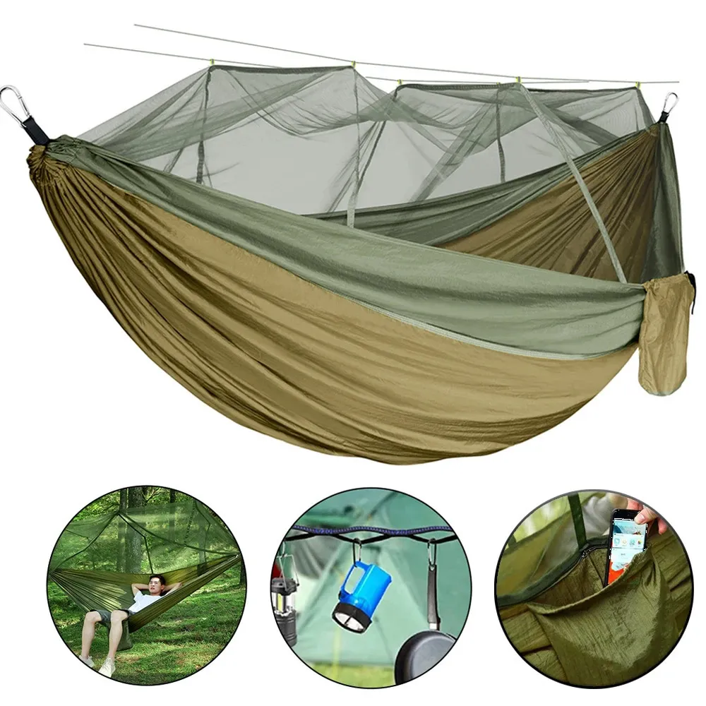 Otomatik Hızlı Açılış Net Net Hammock Açık Kamp Kutbu Hammock Swing Anti-Lollover Naylon Sallanan Sandalye 260x140cm 231228