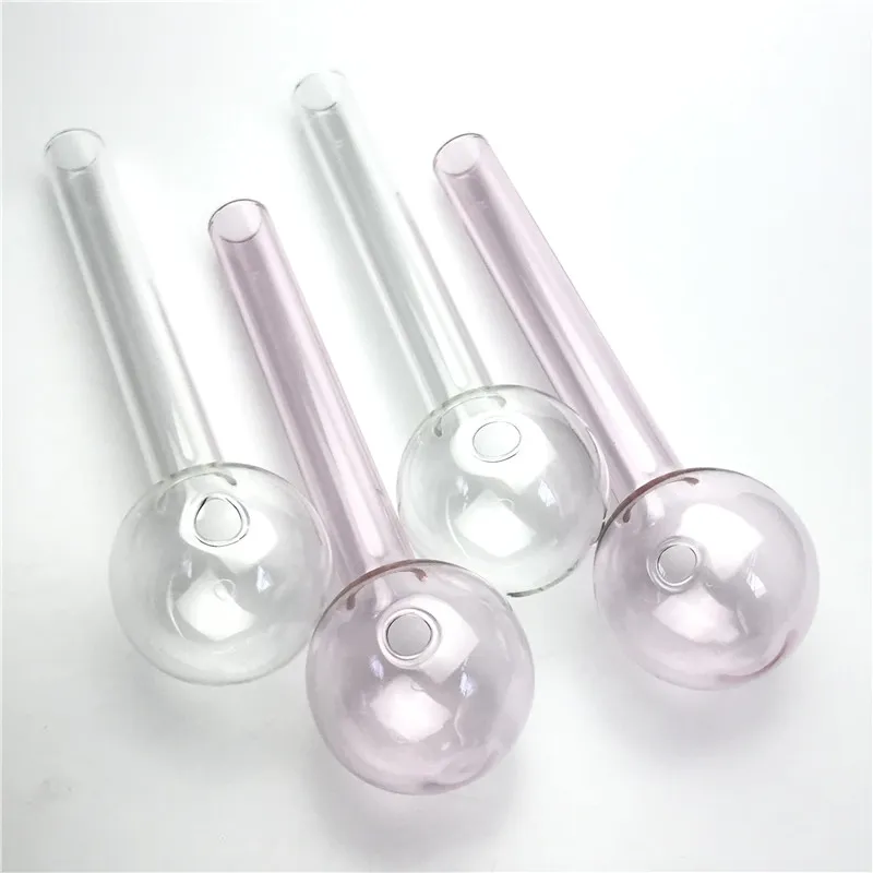 Tuyau de brûleur à mazout en verre de grand bol de 7 pouces 50mm avec des tuyaux à main en verre Pyrex épais coloré rose clair