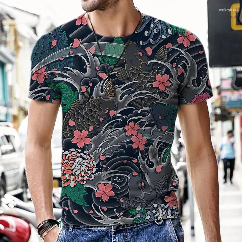 Мужские футболки, дизайн 2023, Мужская мужская одежда из полиэстера с 3D-принтом и круглым вырезом, свободная мужская модная одежда большого размера с графикой