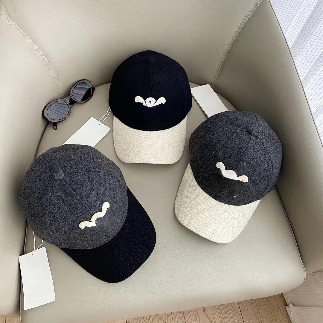 Unisex Designer Ball Caps New Woolen Duck Beak Hat Korean Letter Wool Baseball Cap Winter Spliting Color Cap Winter