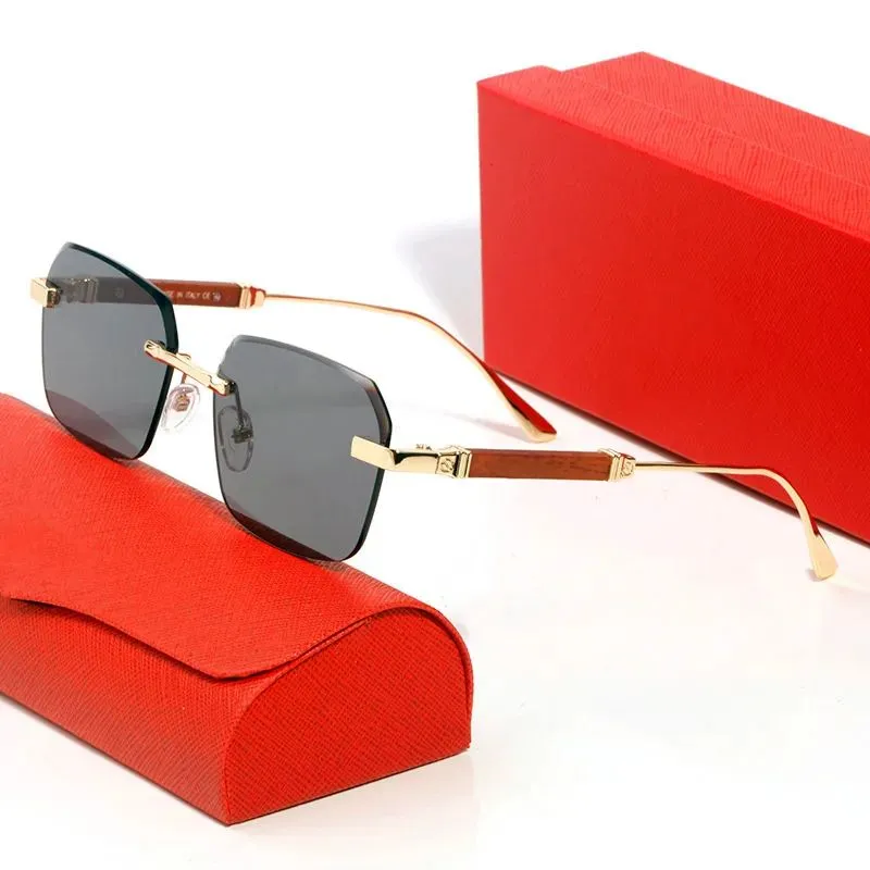 Sechseckige Designer-Sonnenbrille für Herren und Damen, einteilig, Vintage-Brille, randloses Finish, Schraube, schwarzes Leder, grau, polarisiert