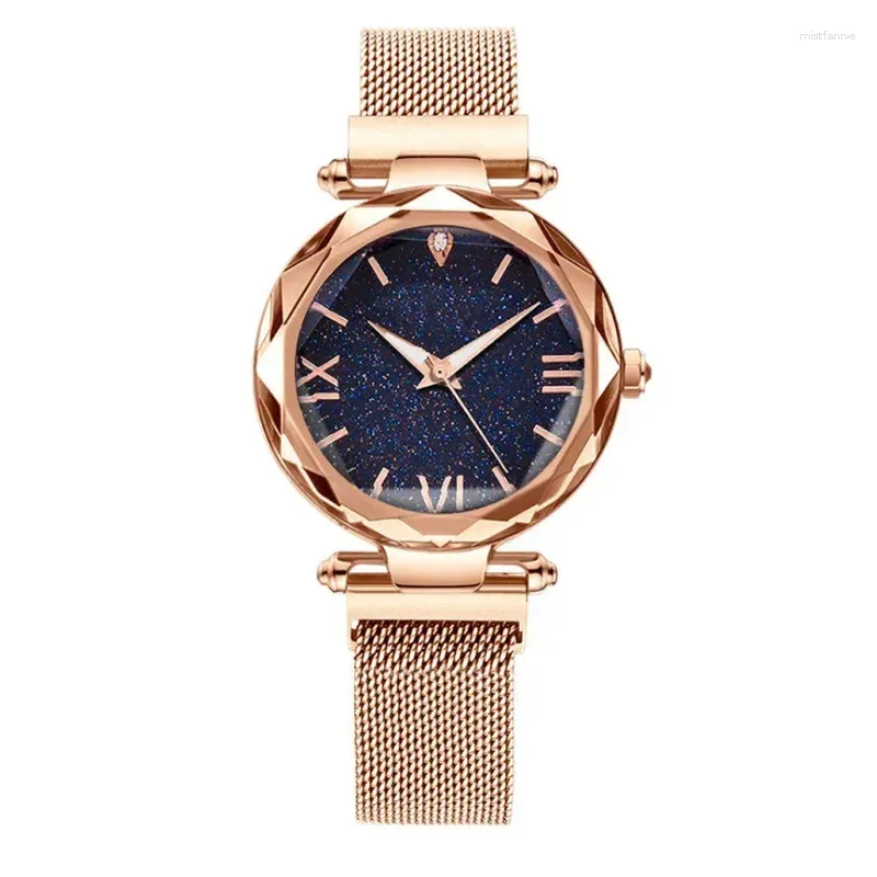 Montres-bracelets femmes mode ciel étoilé montres aimant boucle maille ceinture diamant Quartz montre robe horloge Reloj Para Mujer