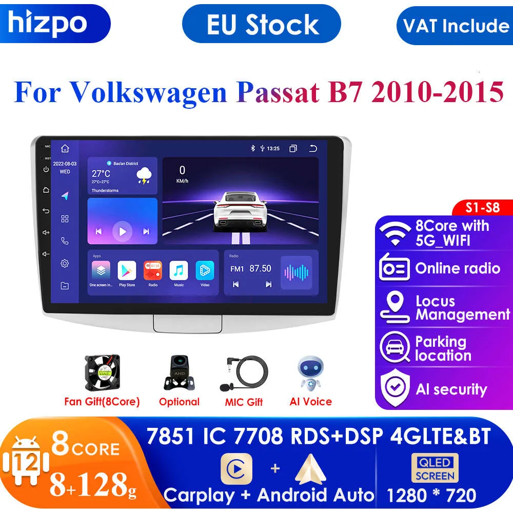 4G-LTE Carplay Autoradio 2din Android Autoradio voor VW Passat B7 CC 2010-2015 Navigatie GPS Multimedia Head unit RDS