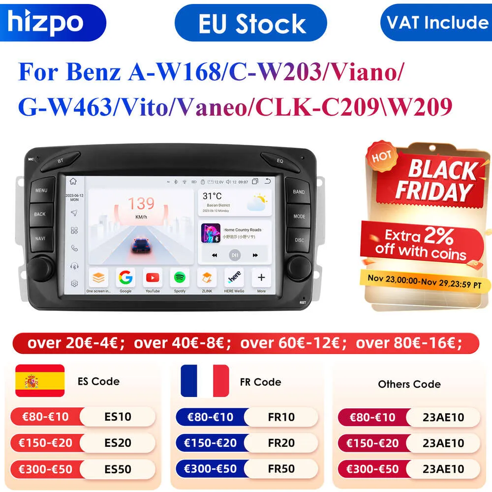 7"carplay 4G 7862 2din Android Car Radio for or Mercedes Benz CLK W209 C-W203 G-W463 W208 A-W168 Viano Vito Vaneo Multimedia GPS