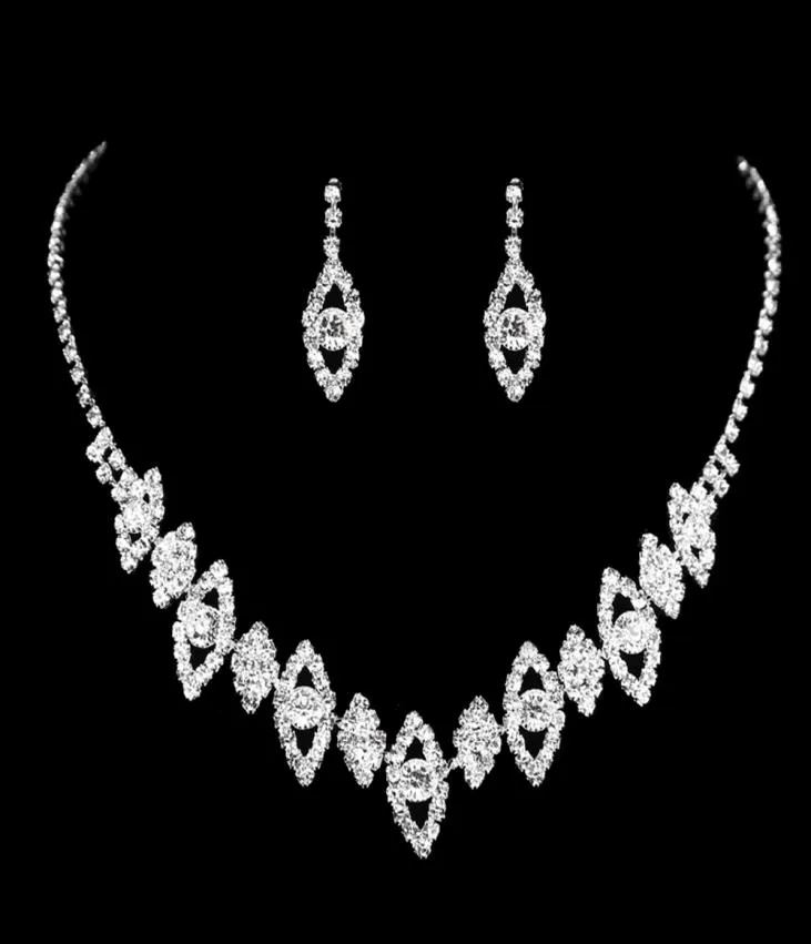 Feis Pierced Leaf Shinny Diamond Necklace and Earings Set Bride Jewerly Siliver Wedding Anniversary Accessories8985583