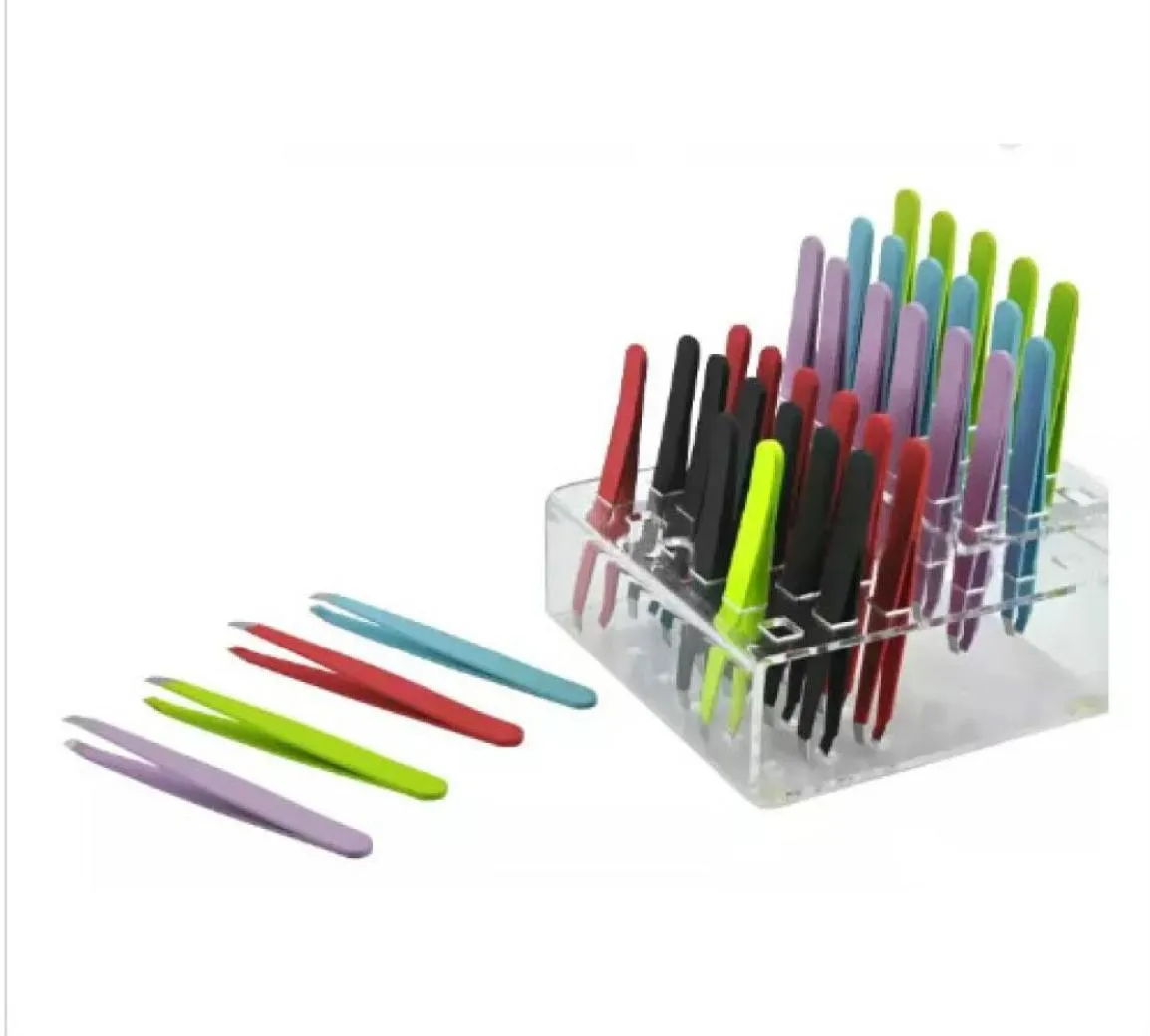 Whole24Pcs Pinzette per sopracciglia colorate in acciaio inossidabile con punta inclinata Strumenti per la depilazione Promozione più bassa 5828237