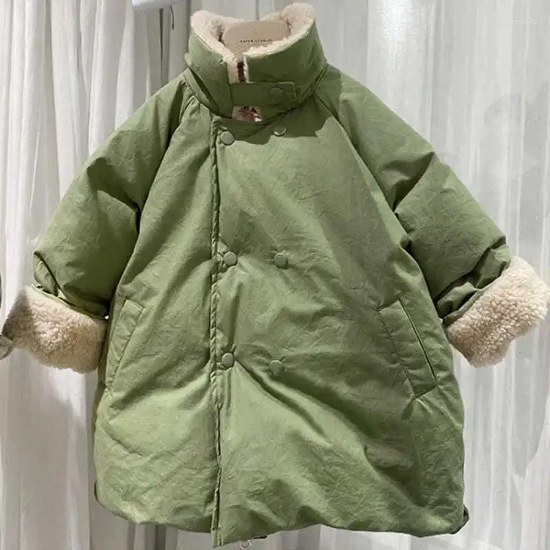 Para baixo casaco outono inverno jaqueta de pelúcia coreano roupas infantis para meninos e meninas engrossado algodão moda crianças comprimento médio