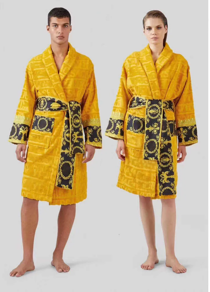 Luxuriöser Herren-Bademantel aus klassischer Baumwolle, Herren- und Damen-Nachtwäsche, Kimono, warme Bademäntel, Heimkleidung, Unisex-Bademäntel, Einheitsgröße 6477