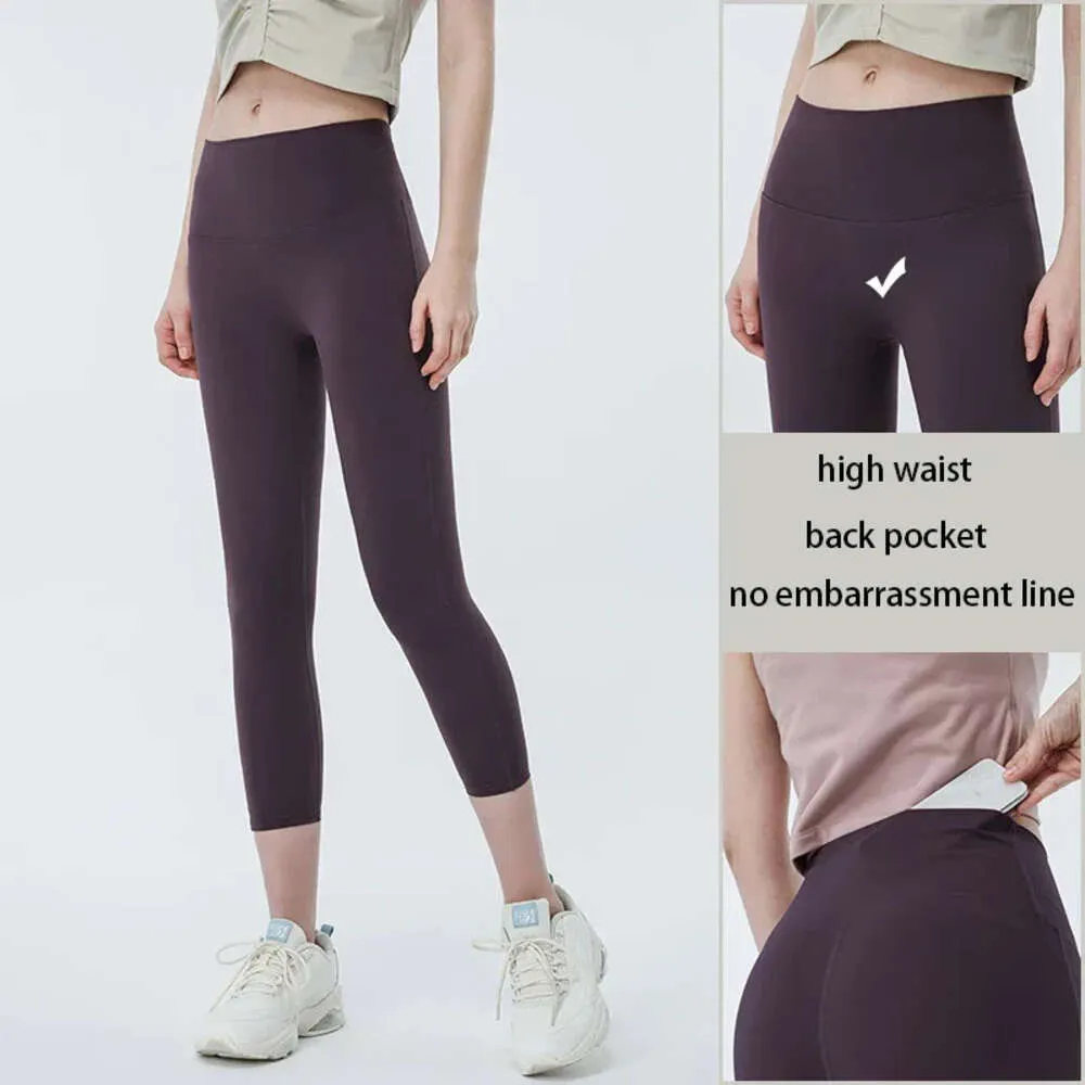 Lu Align Lu Yoga Sport No AL Pant Line Women's Align Pockets High Waist Seamless Tight Butt Lift Sweatpants Gym Cropped Pants Workout Gry LL LL Lemon