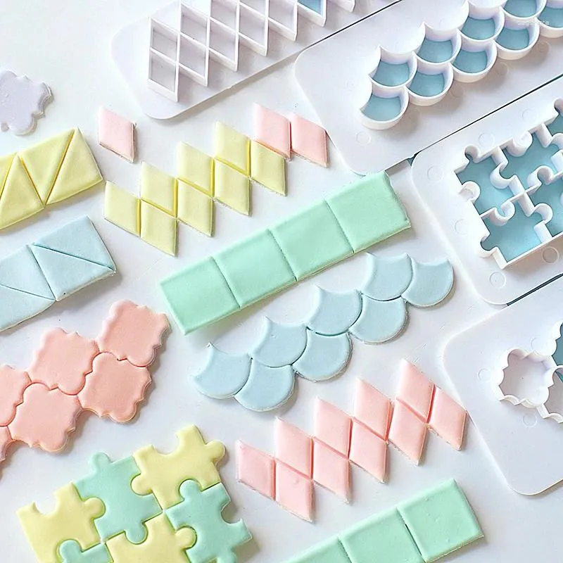 Baking Moulds Square Figure Rhombuses Frame Fondant Cake Skin Decorating Tool Plastic Paste Cutter Sugarcraft Molds