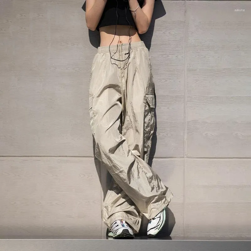 Men's Pants TFETTERS Brand Metal Nylon Women Cargo Trousers Spring Baggy Microelasticity Parachute Male Casual American Streetwear