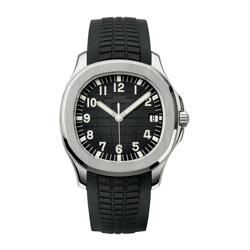 Armbanduhr, Designeruhr, Herrenuhr, automatisches mechanisches Uhrwerk, komplett aus Edelstahl, Silikonband, ultrahelle 40-mm-Herrenuhr