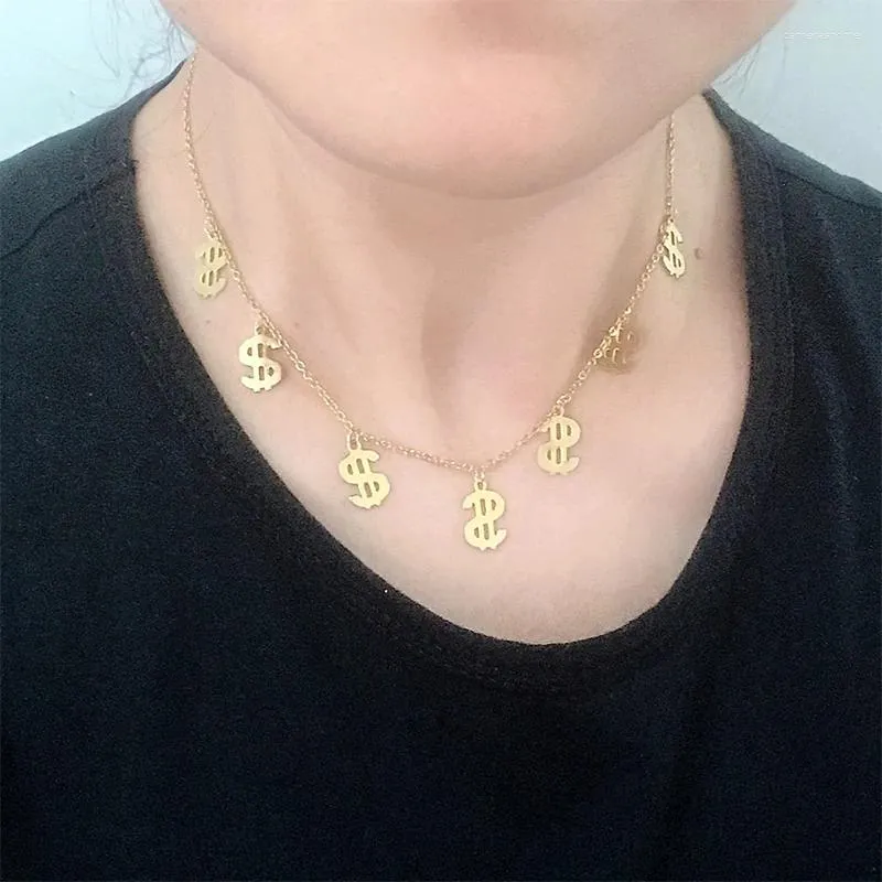 Anhänger-Halsketten, modisches Symbol „Lucky Get Rich“-Halskette für Frauen, lichtbeständige Edelstahl-Halskette, silberfarbene Halsketten, Halsband