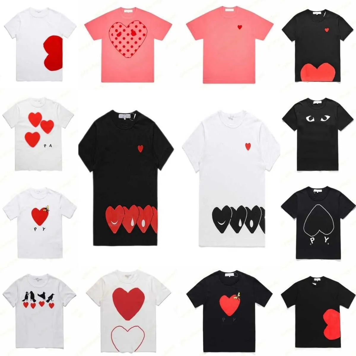 Moda Uomo Gioca t Shirt Cdg Designer Hearts Casual Donna Des Badge Garcons grafica tee cuore dietro la lettera sul petto t-shirt ch