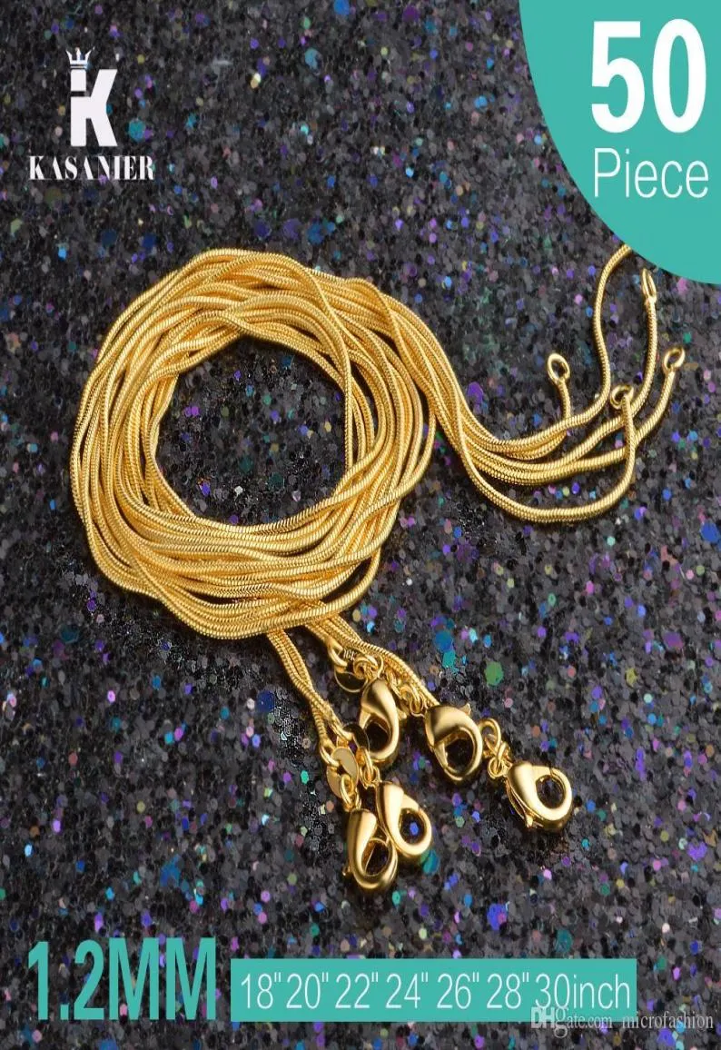 KASANIER 50 piezas Cadena de oro de 1,2 MM 16-30 pulgadas para mujer Joyería de moda Se puede personalizar Collares de oro amarillo Precio de fábrica 3781432
