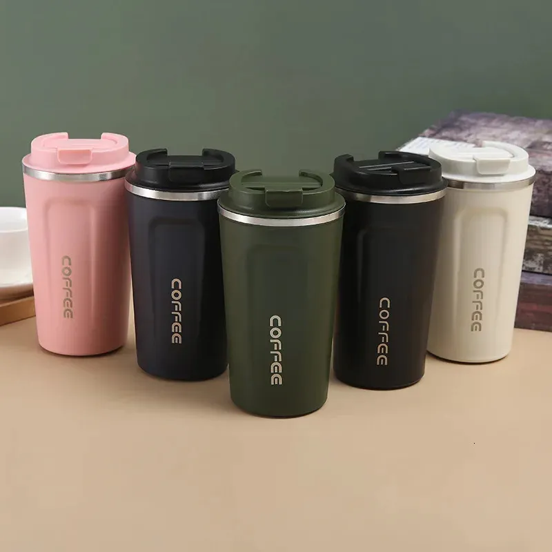 Tazza thermos da caffè doppia in acciaio inossidabile Tazza thermos da viaggio per auto multiuso da 380 / 510 ml Tazza portatile multiuso a prova di perdite 231228