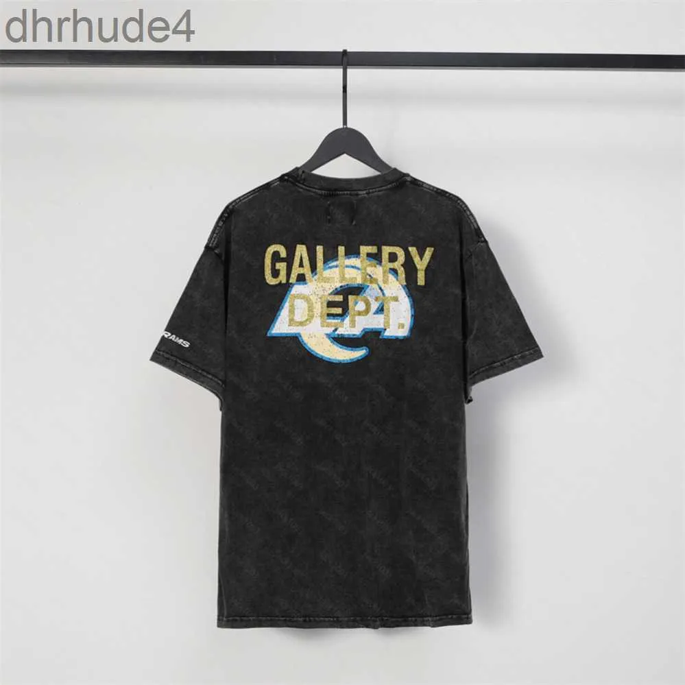 Galerie Dept Harajuku 23SS Vintage Myted Art, która zabija złote litery znaczków Rams drukowana koszulka luźna ponadwymiarowa koszulki hip -hopowe unisex krótkie rękawe 004 LID2