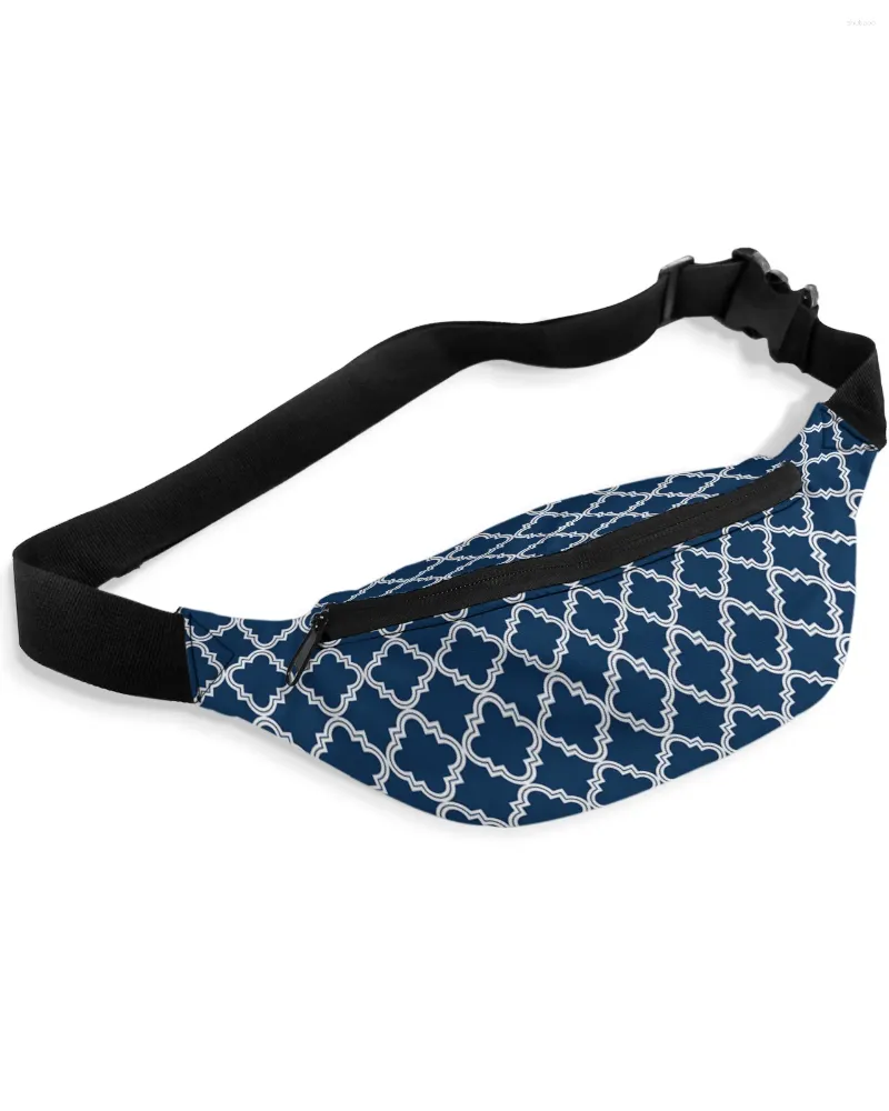 Sacs de taille Géométrique Bleu Marine Maroc Sac Femmes Hommes Ceinture Grande Capacité Pack Unisexe Bandoulière Poitrine