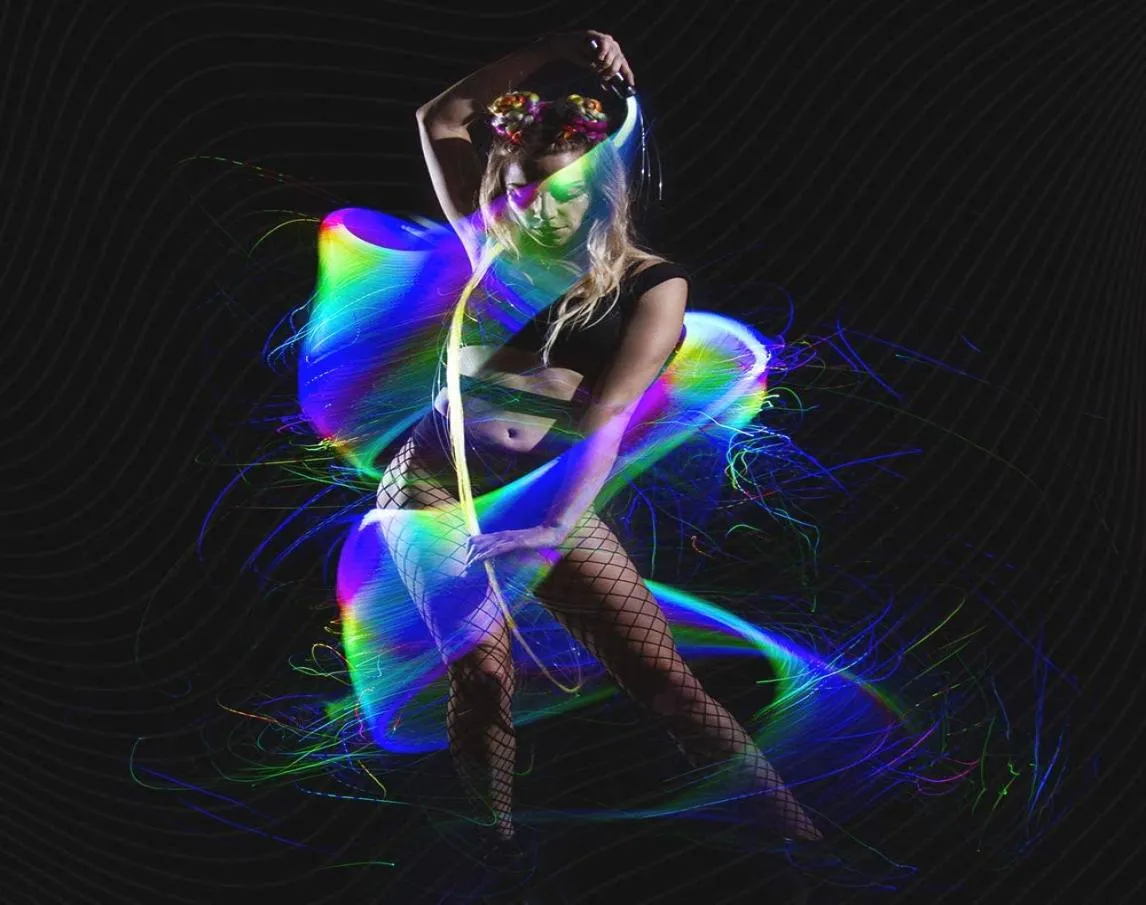 PROGRAMMABLE LED Fiber Optic Whip 70inch 360° Swivel Super Bright Light Up Rave Toy EDM Pixel Flow Lace Dance Festival4689150