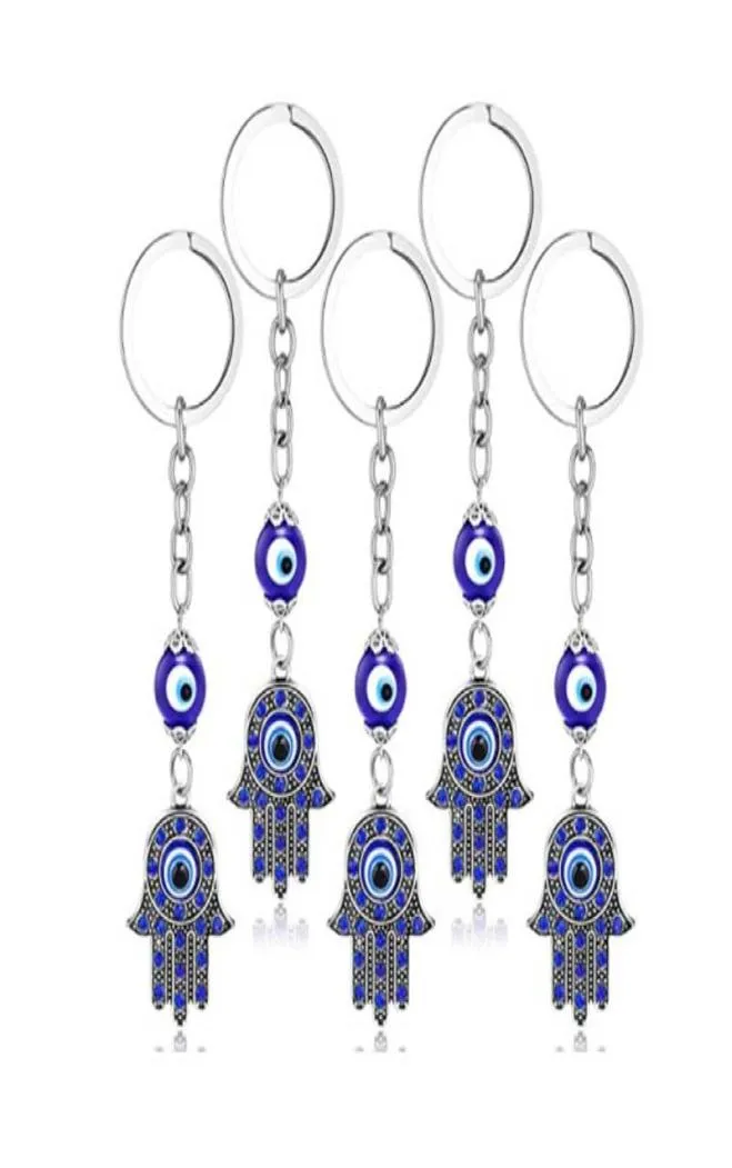 Hamsa Fatima Hand Sleutelhangers Sleutelhangers Houder Grieks Blauw Boze Oog Hangers Sleutelhangers Sleutelhangers Turkse Lucky Jewelry1582296