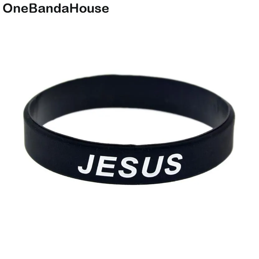 1PC Jesus Cross Fair and Love Silicone Rubber Wristband Black Religious Faith Gift no Gender Jewelry239h