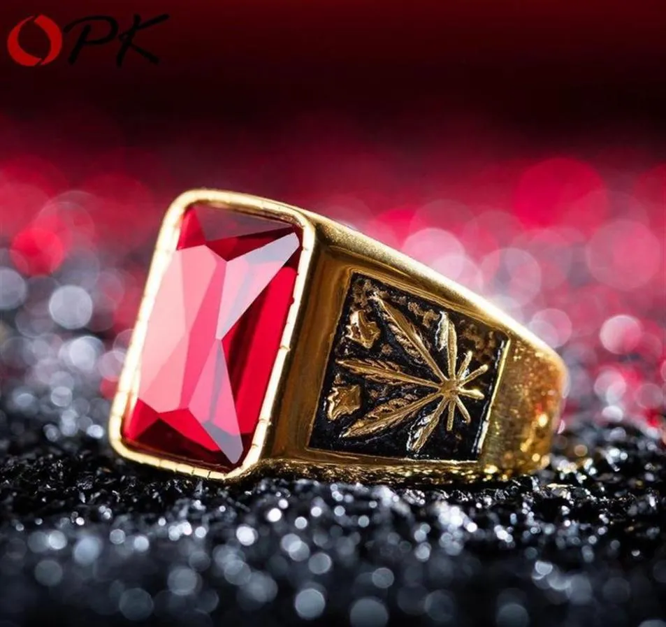 Nuovi anelli punk prepotenti in acciaio al titanio per uomo Rosso sangue Oro bianco Nero Cubic Zirconia intarsiato Fascia per dito maschile235t3331934
