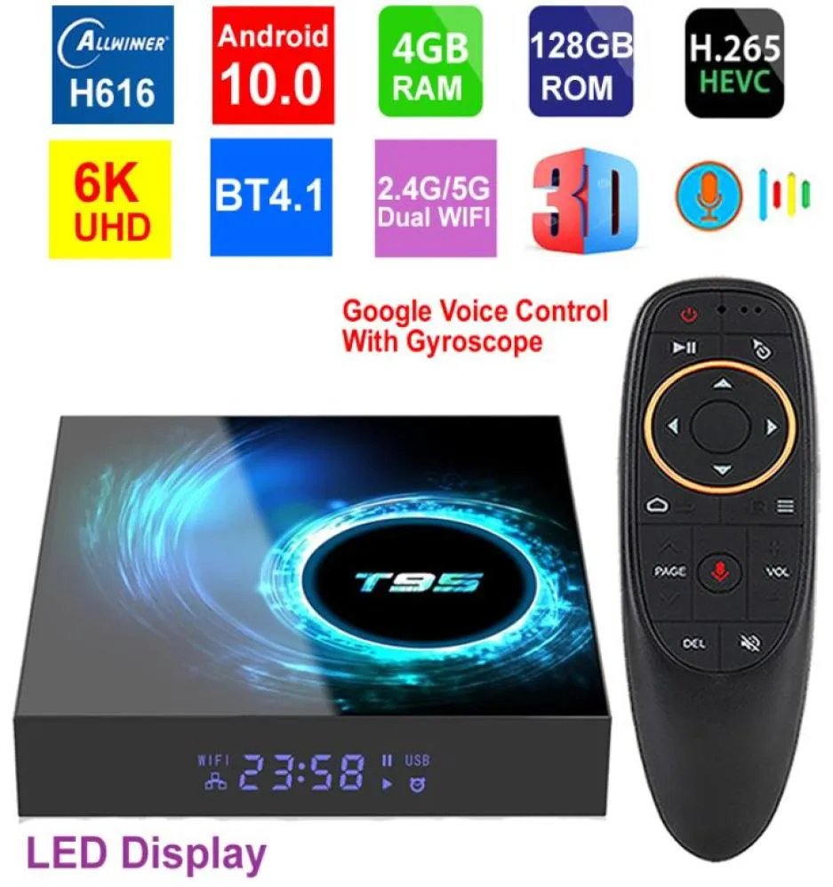 T95 6KスマートテレビボックスAndroid 100 4GB 128GB AllWinner H616 Quad Core 5GデュアルWiFi HDR H265 BT41メディアプレーヤーSET TOPBOX7272362