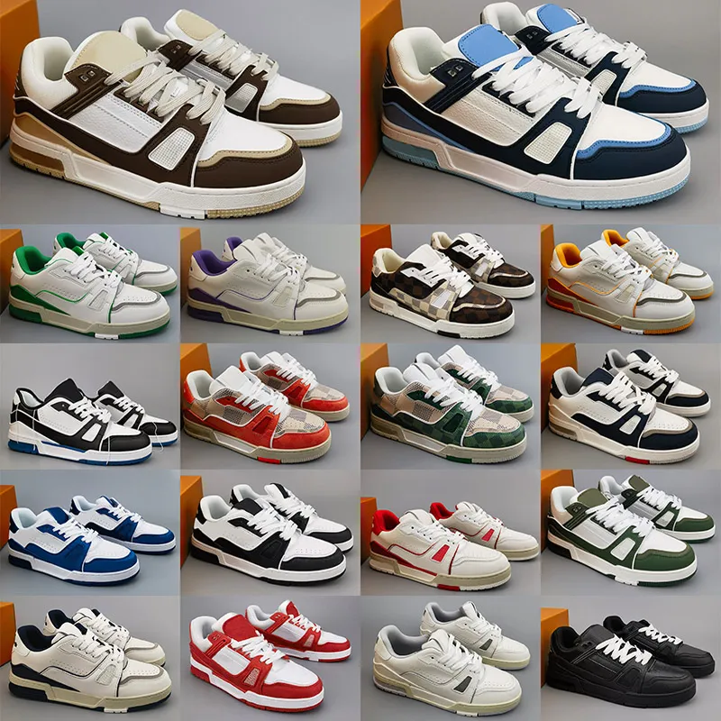 Designerski trener butów swobodne butę Sneaker Wergilil Calfskin skórzana Abloh White zielony czerwony niebieski litera nakładki platforma niskie trampki