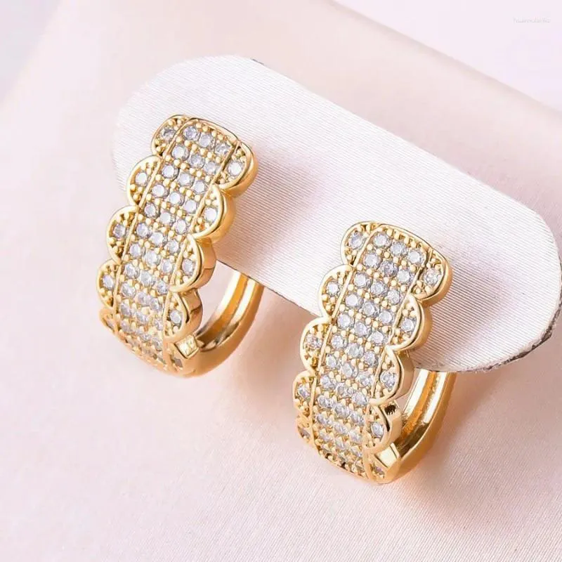Studörhängen DCKAZZ Natural Zircon Earring Fashion Geometric Beautiful Curved 585 Rose Gold Color Drop Women's Engagement Smycken