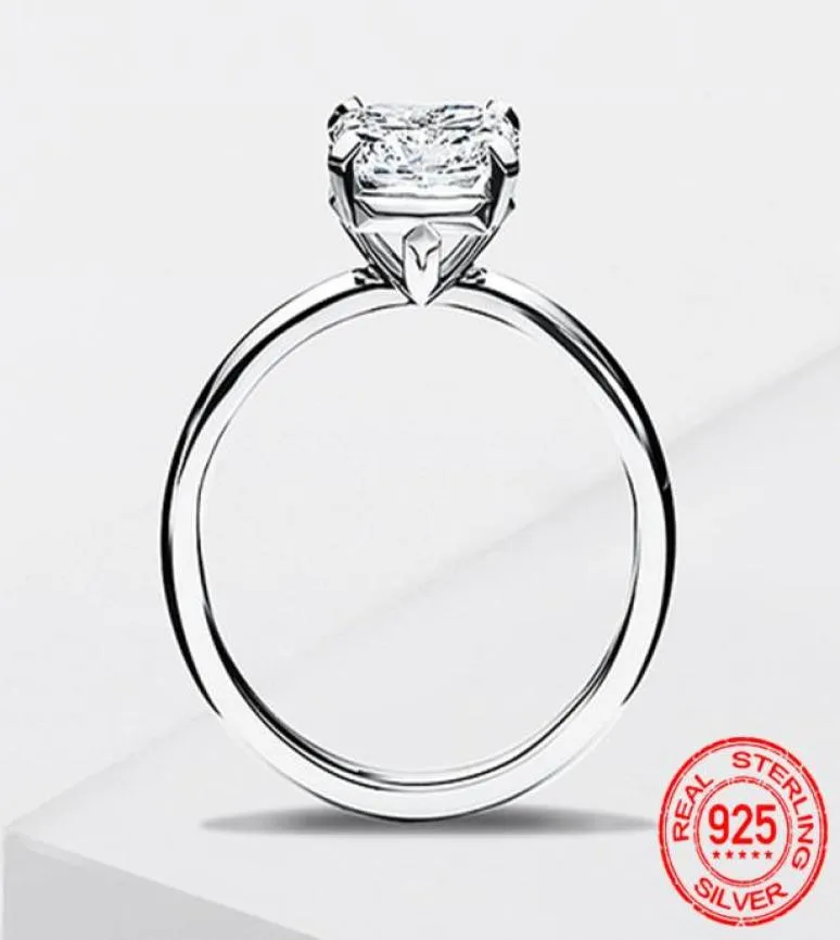 100 925 Sterling Zilveren Ring Voor Vrouwen Luxe Zirconia Diamanten Sieraden Solitaire Bruiloft Verlovingsring Cadeau Accessoires XR4513638097
