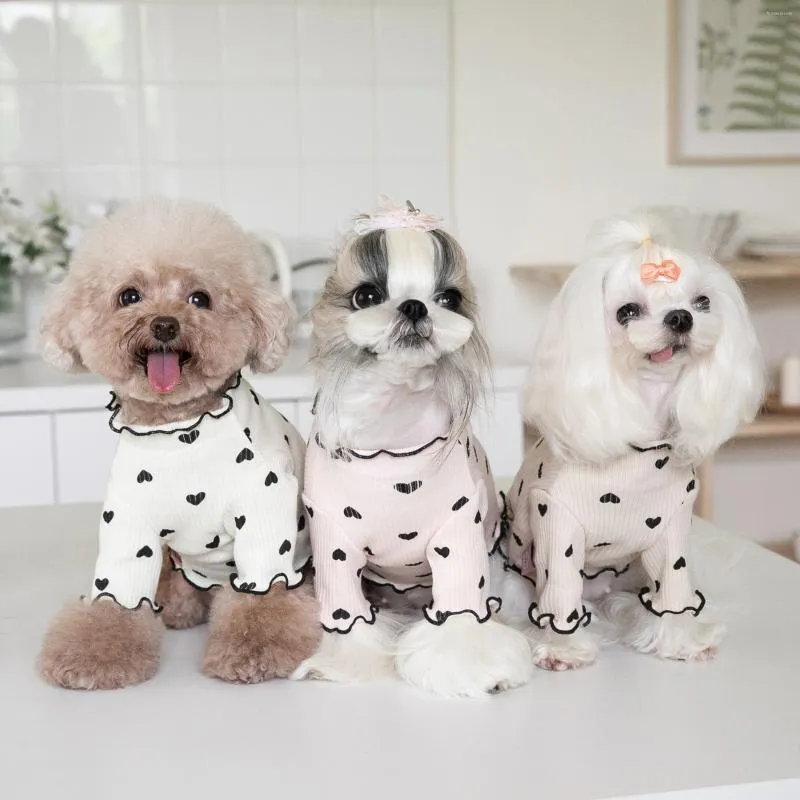 Abbigliamento per cani Cuore sotto i vestiti Abbigliamento morbido per gatti Camicia carina Chihuahua Preppy Dolce Teddy Moda invernale