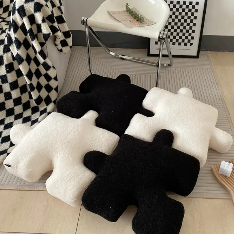 Ins Stuffed Creative Puzzle Shaped Plush Pillow Modern Spliceable Cushion Toy Throw Pillow Waist Cushion Home Decoration 231228