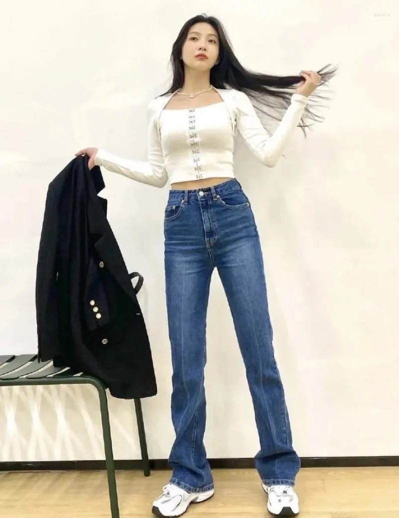 Women's Two Piece Pants Kpop Red Velvet White Slim Long Sleeve Cardigan Shirt Blouse Tops Blue High Waist Straight Jeans Denim Women Set