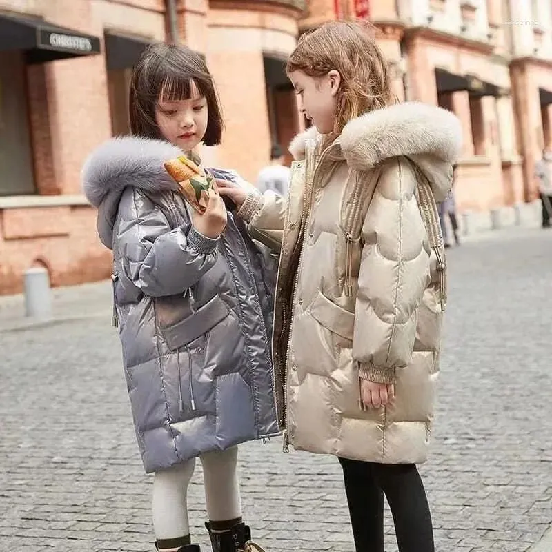 Manteau d'hiver en fausse fourrure pour filles, parka à capuche, épais, chaud et brillant, veste rembourrée en coton pour enfants, vêtements d'extérieur, TZ659